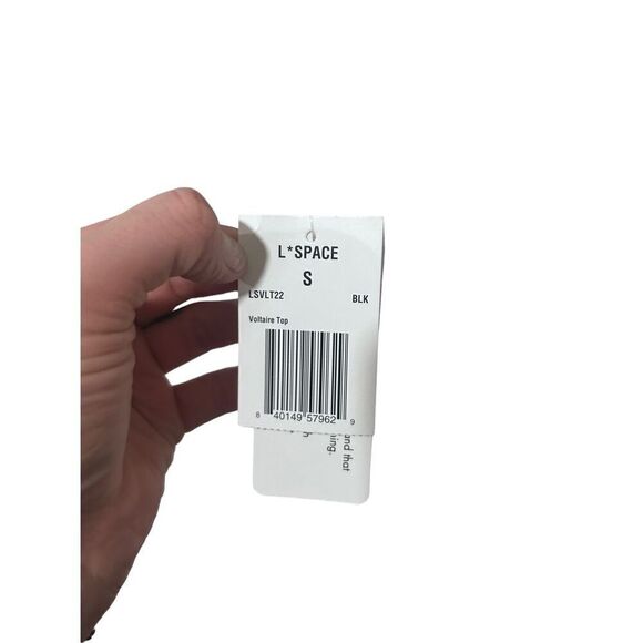 L*Space Halter Cowl Neck Gold Chain Accent Voltaire Bikini Top Black Small NWT - Picture 4 of 7